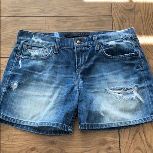 Distressed jean shorts